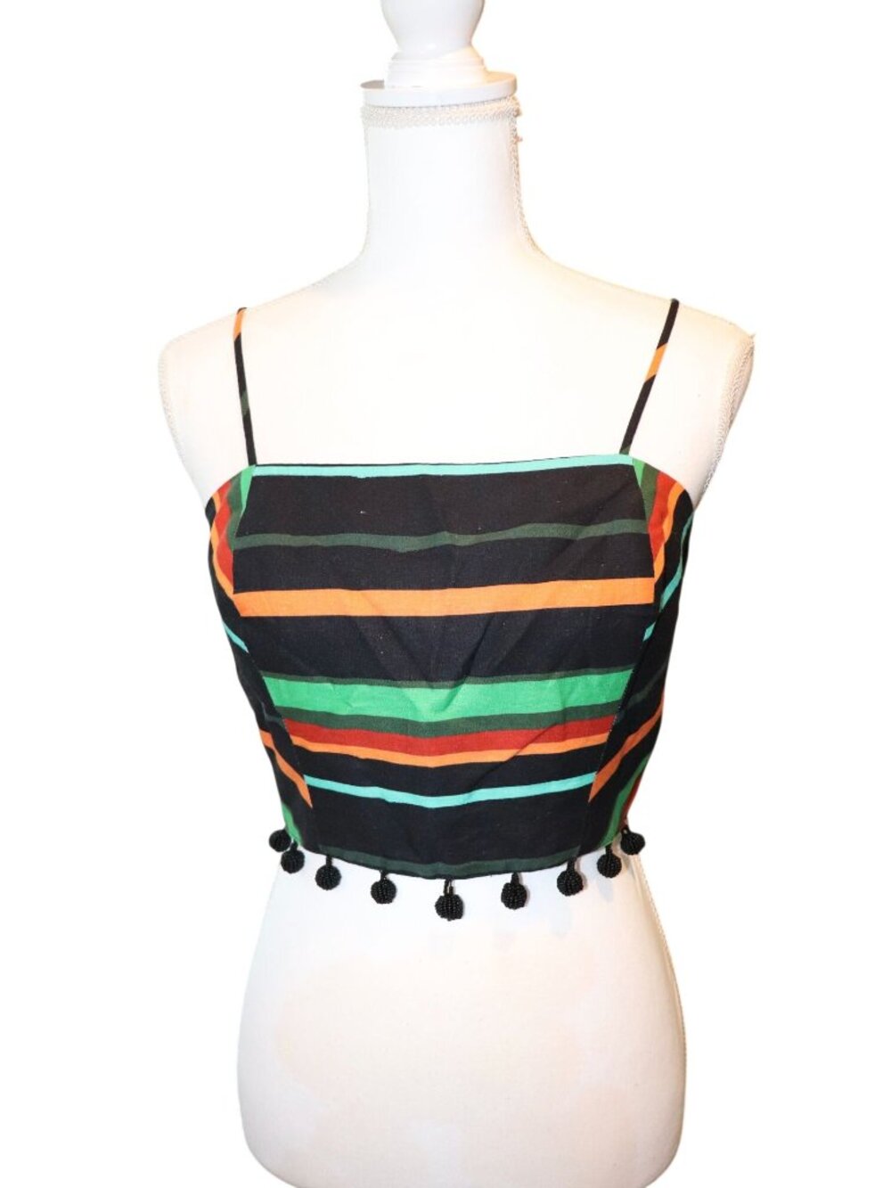 Farm Rio NWT Striped Multi-Color Crop Top, Size XL